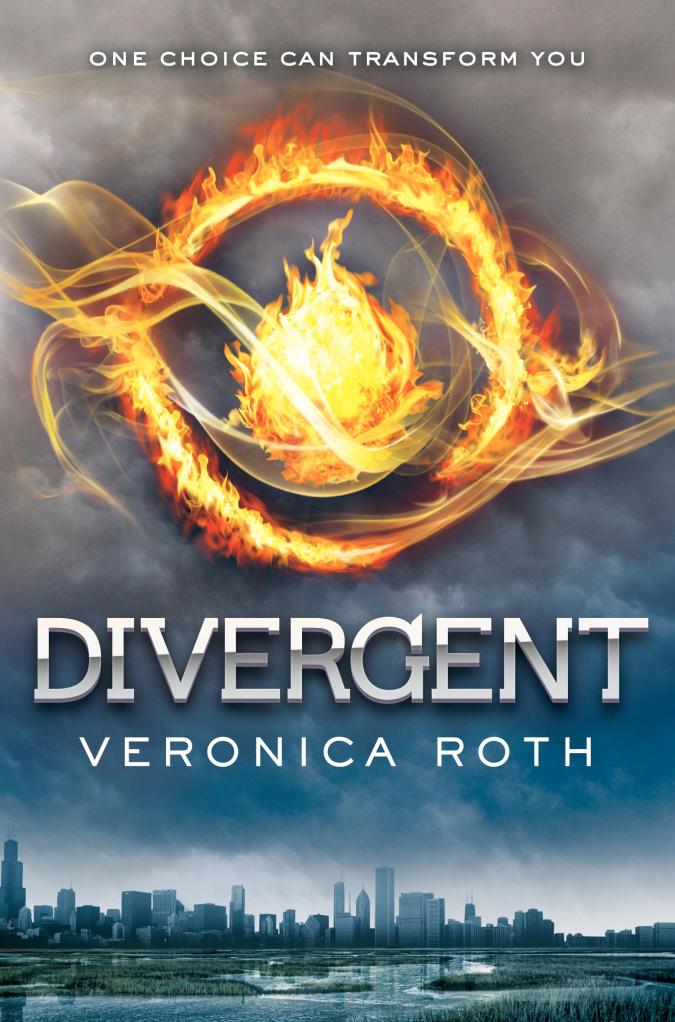 La copertina di Divergent, completamente diversa da quella di Hunger Games, come potete notare